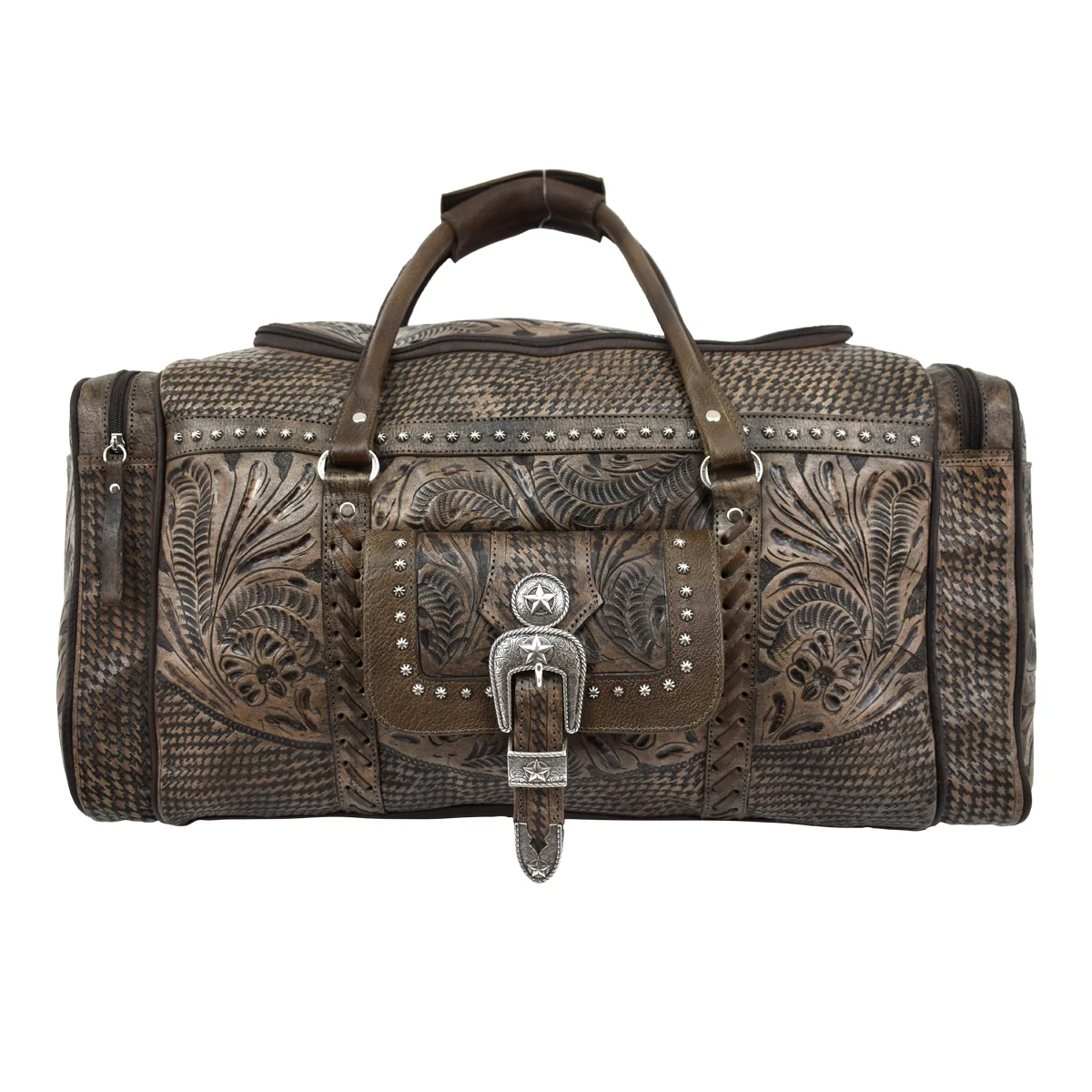American West Classic Travel Zip Around Duffle Bag With Front Pouch And Side Zipper Pockets - Image 2