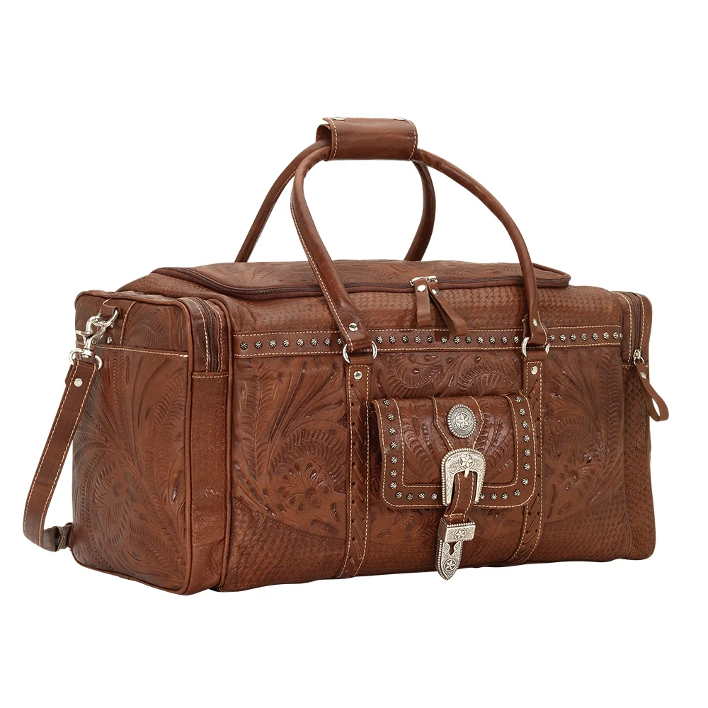 American West Classic Travel Zip Around Duffle Bag With Front Pouch And Side Zipper Pockets - Image 8