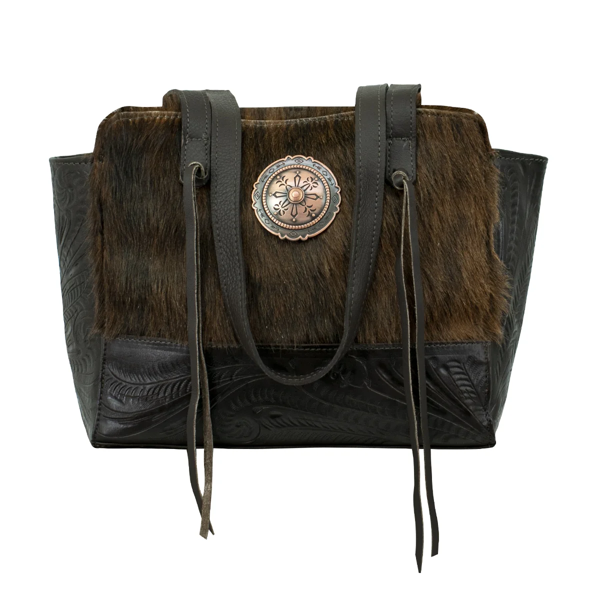 American West Cow Town Zip Top Tote with Conceal Carry Pocket on Back - Image 2
