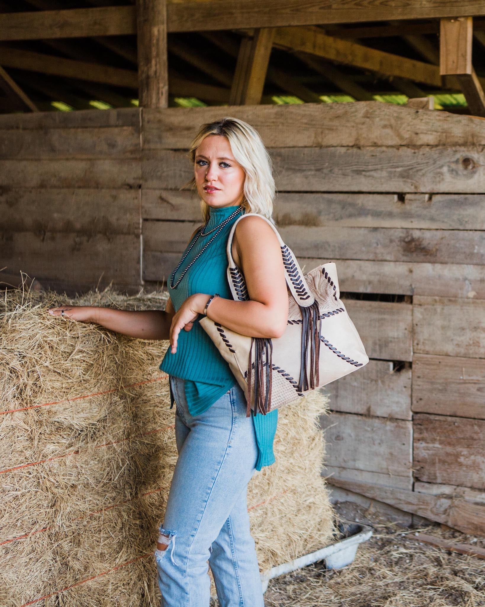 American West Gypsy Patch Large Zip Top Tote - Image 5
