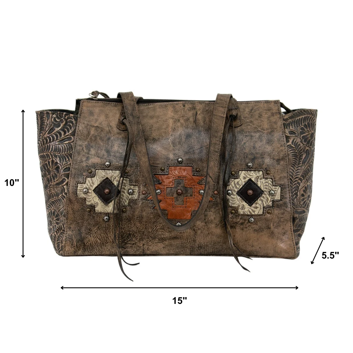 American West Navajo Soul Zip Top Tote with Conceal Carry Pocket on Back - Image 8