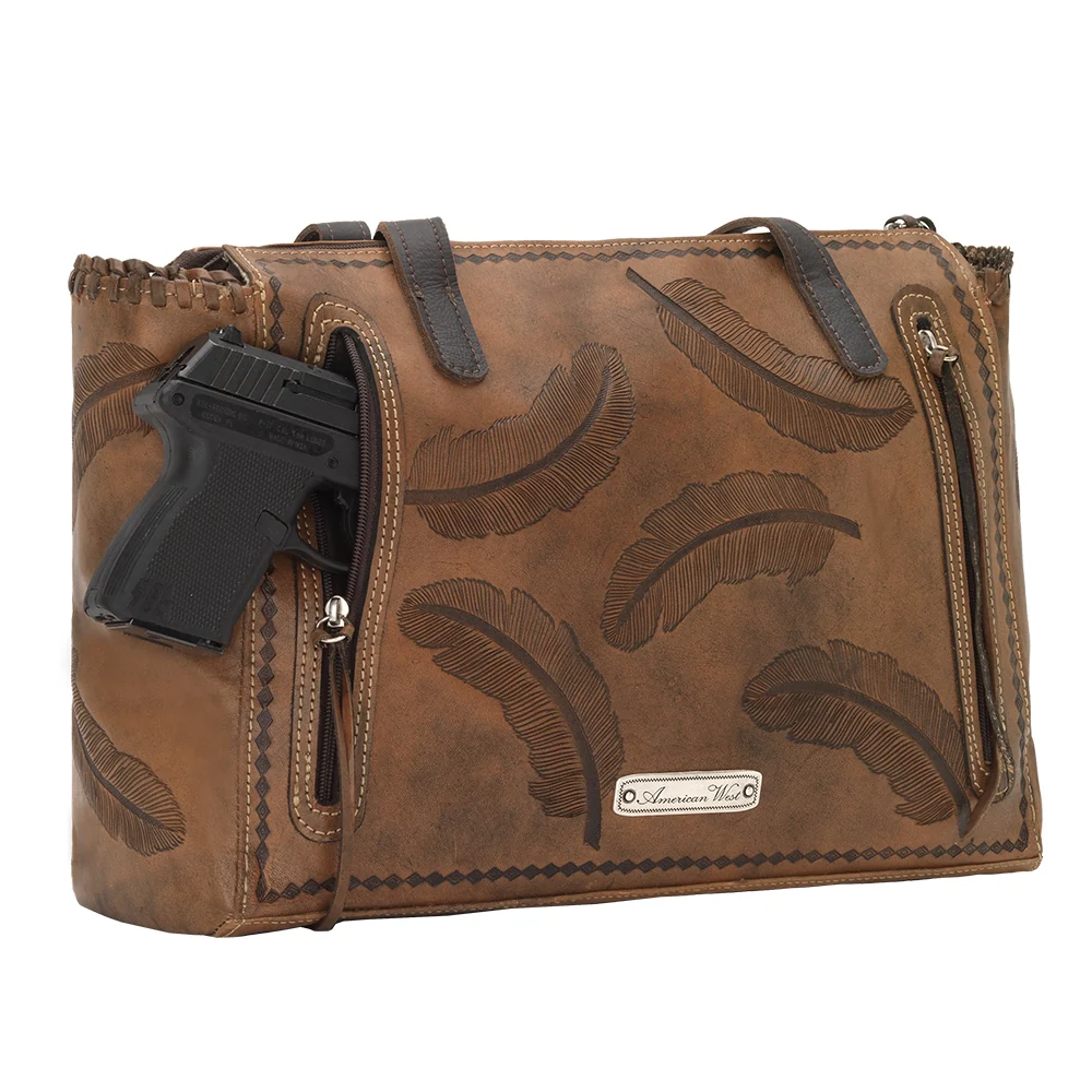 American West Sacred Bird Zip Top Tote with Conceal Carry Pocket on Back - Image 5