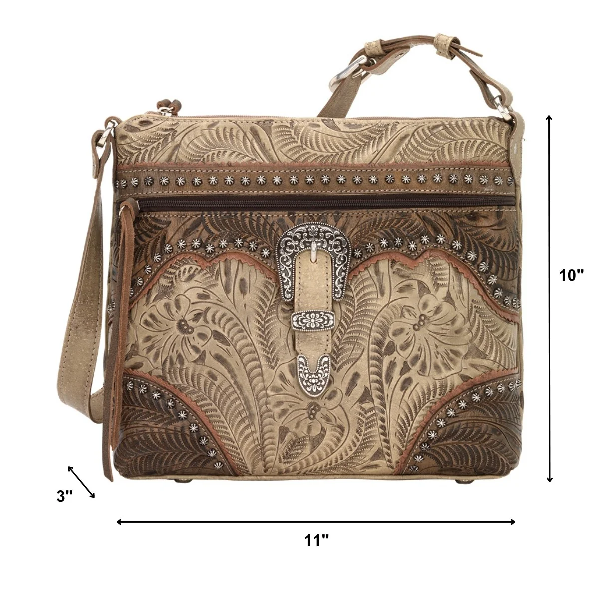 American West Saddle Ridge Zip Top Shoulder Bag - Image 15