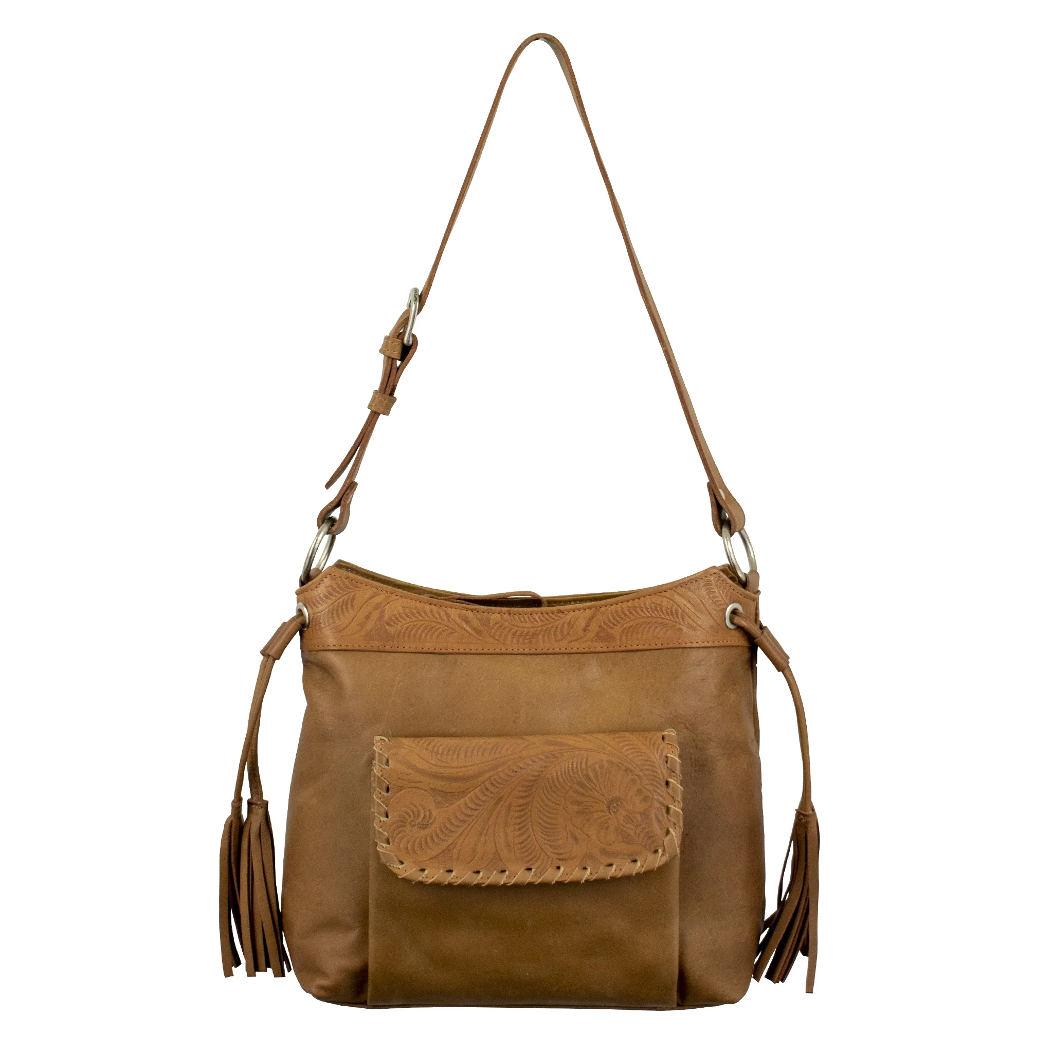 American West Waxed Leather Zip Top Shoulder Bag - Image 5