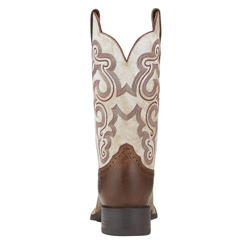 Ariat Ladies Quickdraw Sq Distressed Wht Boots - Image 2