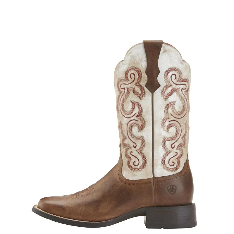 Ariat Ladies Quickdraw Sq Distressed Wht Boots - Image 3
