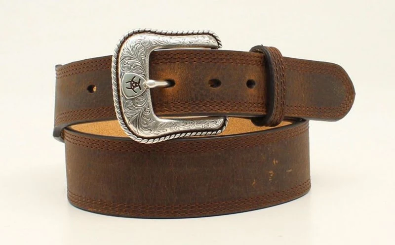 Tapered Pierced Stitch Edge Belt And Buckle 32 Br