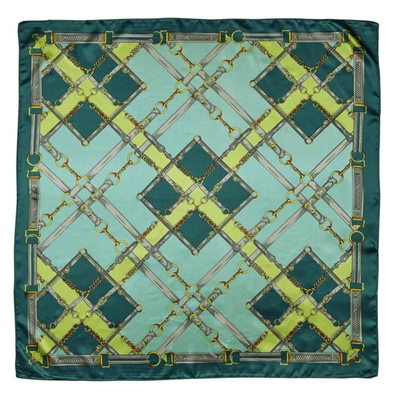 AWST Int'l Silky Plaid Snaffle Bit Scarf- Green- 3 - Image 4