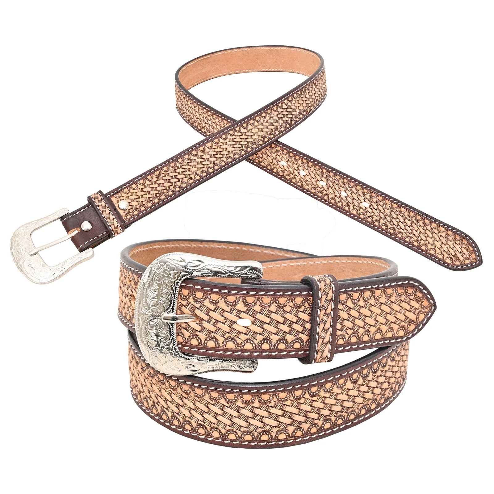 Circle Y Mens Basket Weave Vintage Belt