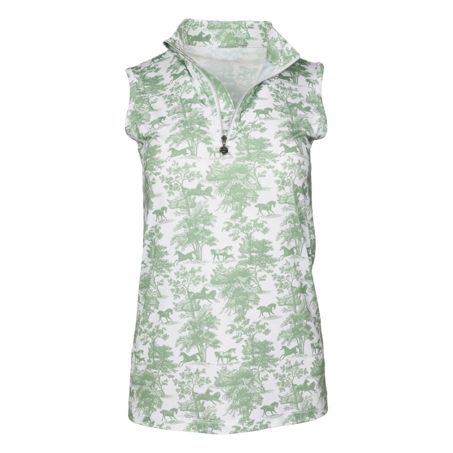 Dapplebay Ladies Equestrian Toile 1/4 Zip Sleeveless Light Riding Top - Image 3