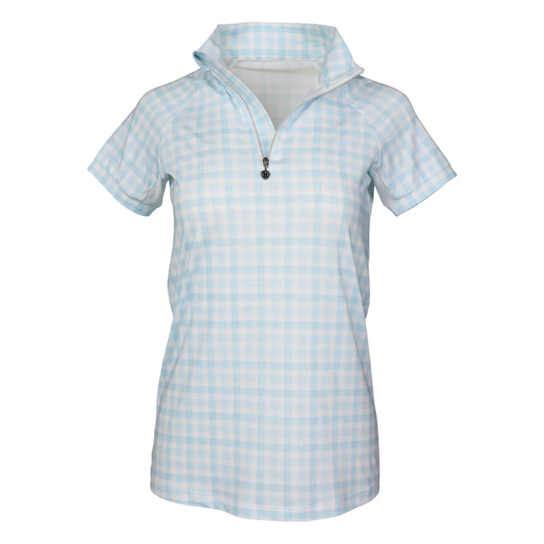 Dapplebay Kids Gingham Short Sleeve 1/4 Zip Riding Top - Image 2