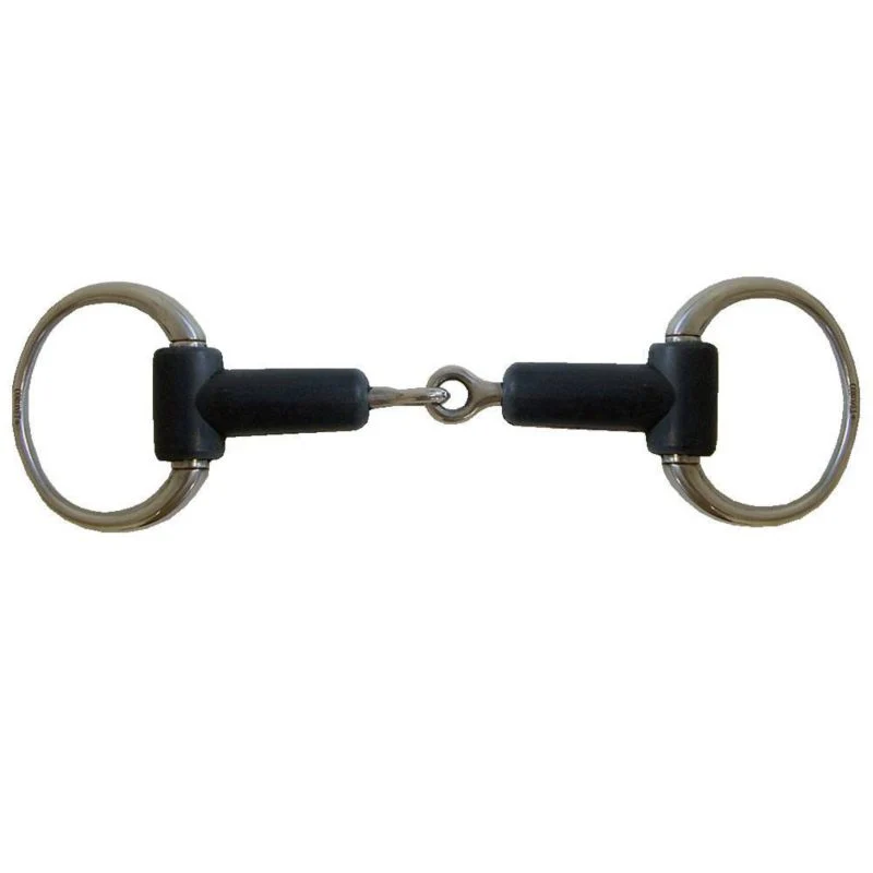 Eggbutt Rubber Mouth Snaffle Bit with Round Rings 5.5