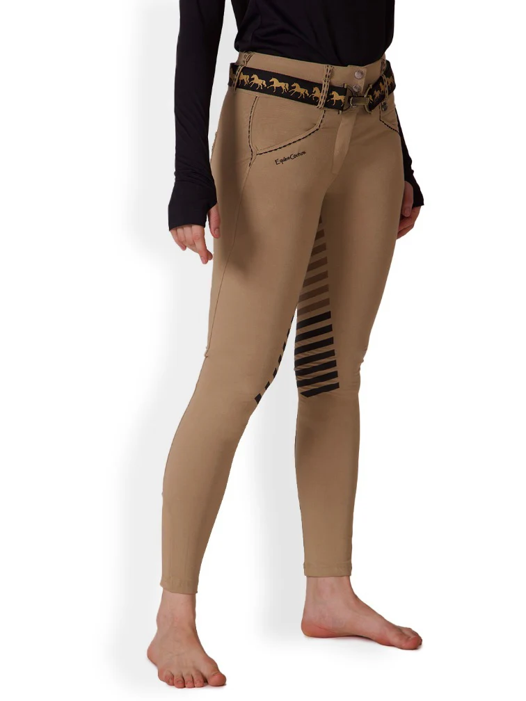 Equine Couture Ladies Saddle Stitch Extended Knee Patch Breeches - Image 3