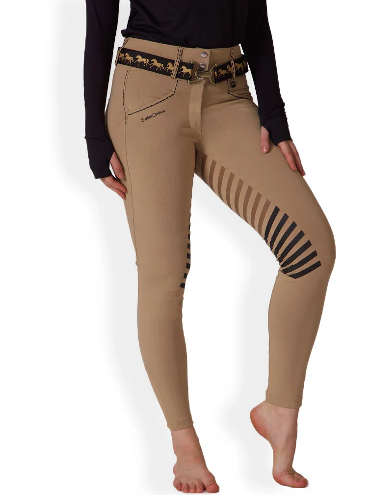 Equine Couture Ladies Saddle Stitch Extended Knee Patch Breeches - Image 8