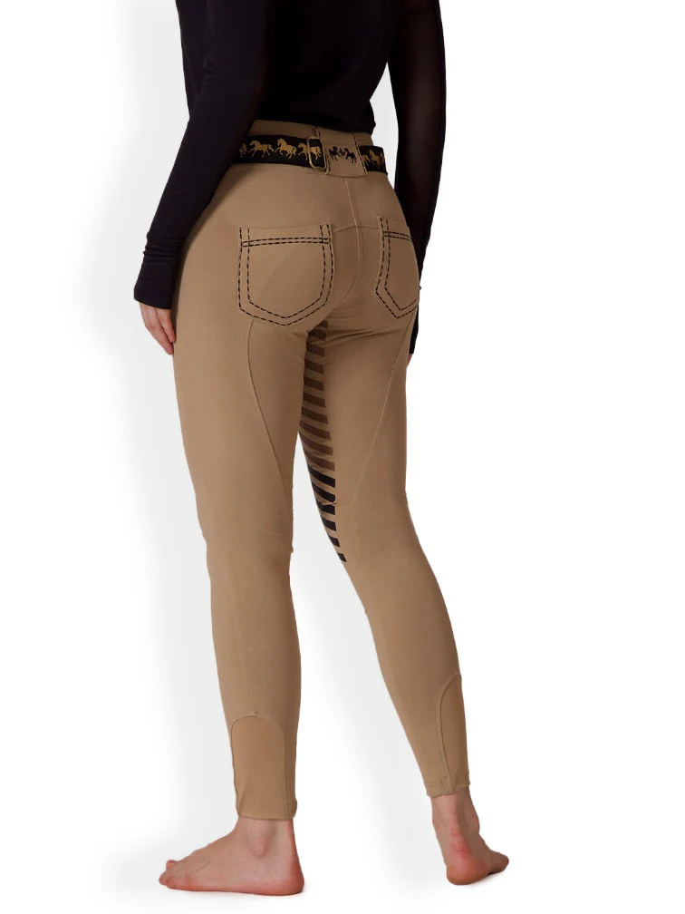 Equine Couture Ladies Saddle Stitch Extended Knee Patch Breeches - Image 9