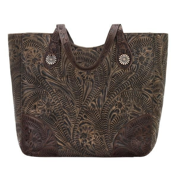 American West Annies Secret Collection Large Hand Tooled Zip Top Conceal Carry Bag - Image 2