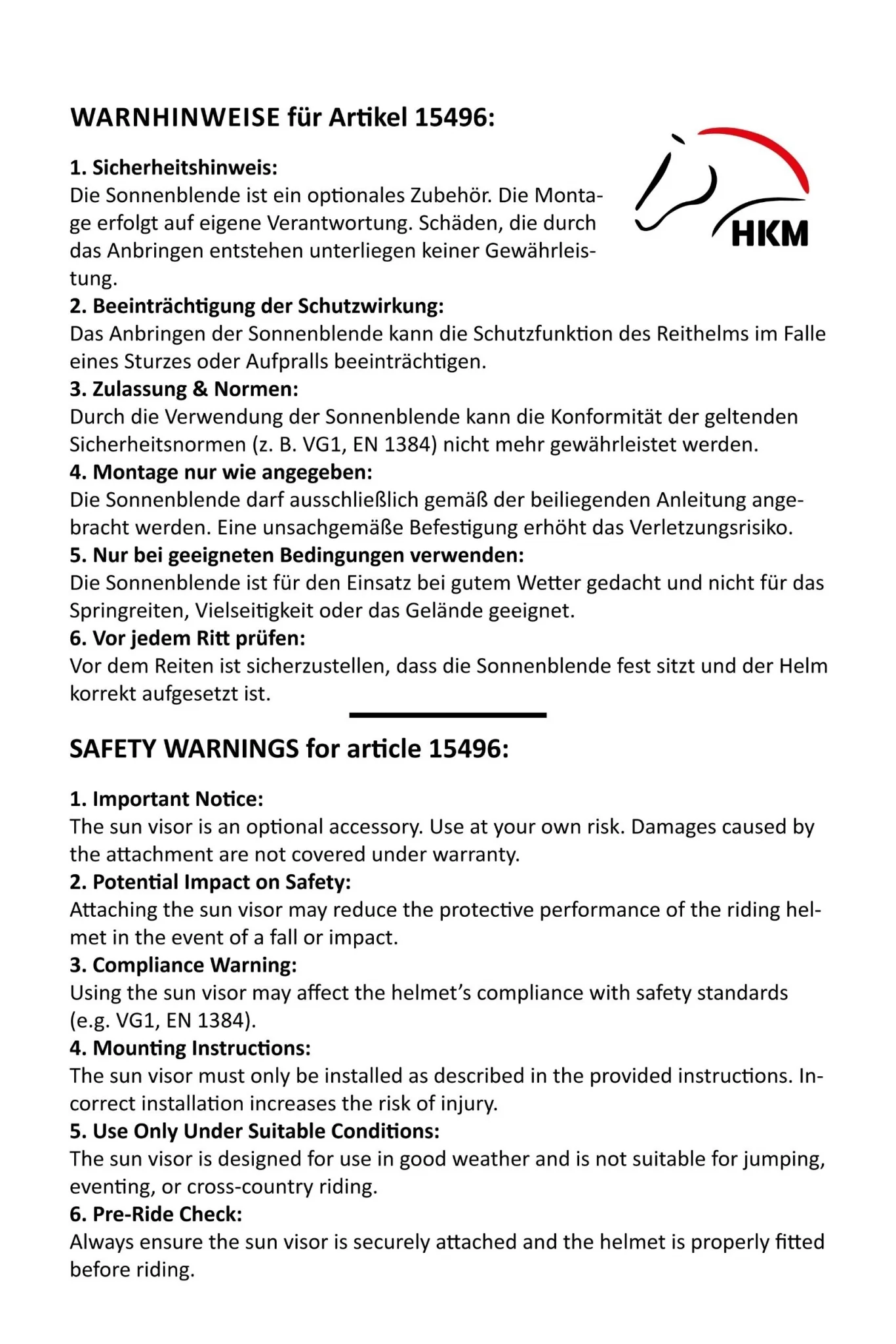 HKM Sunblock Sun Visor for Helmet - Image 2