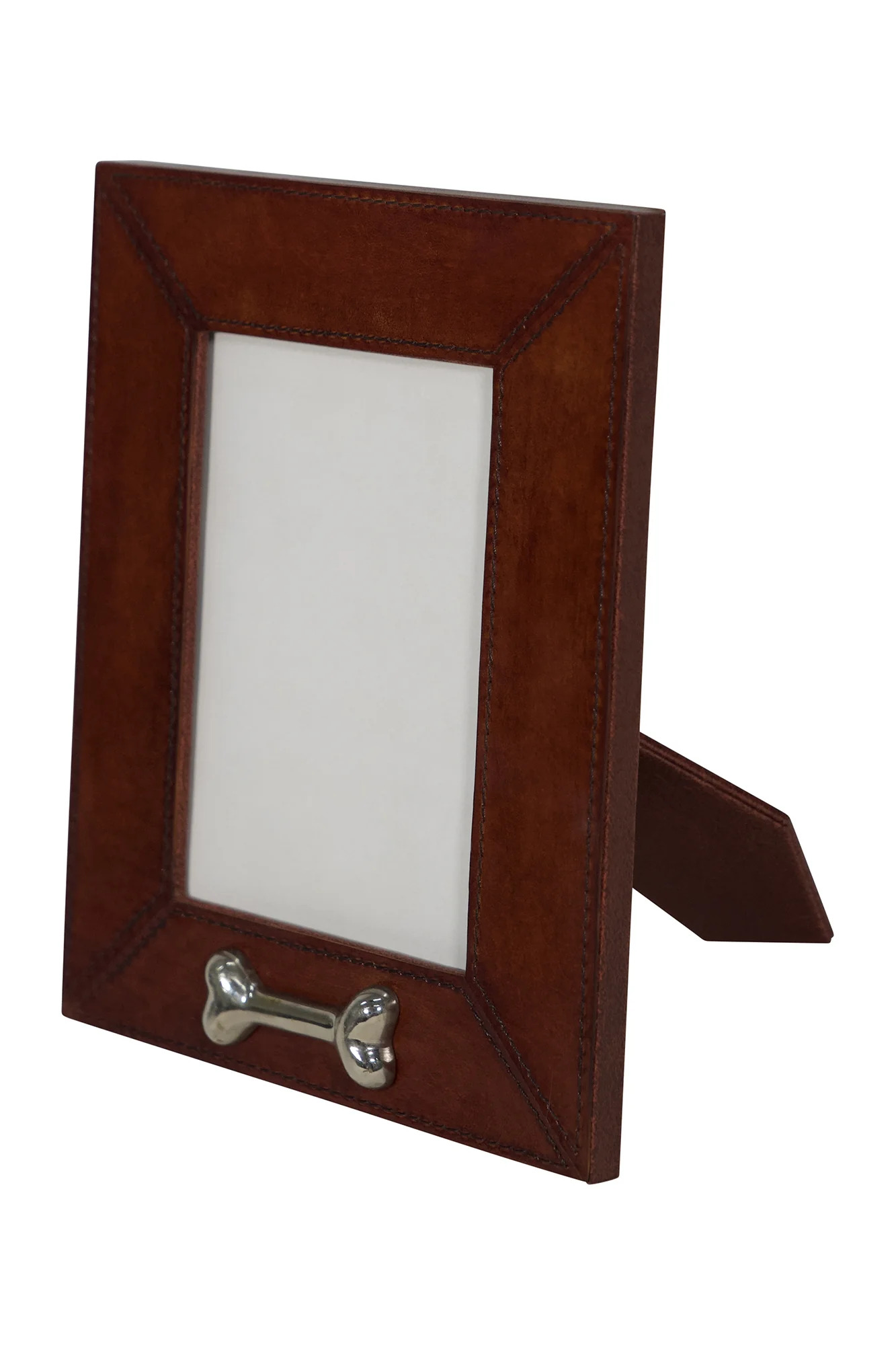 Huntley Equestrian Pet Leather Picture Frame with Silver Bone - Image 5