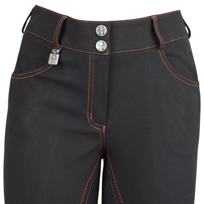 Huntley Ladies Black Knee Patch Riding Pant - Image 9