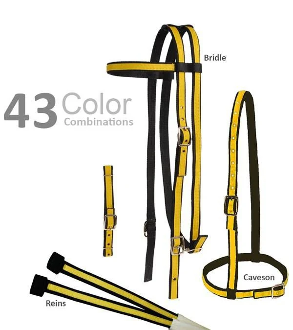 Jacks Two Tone Race Bridle Set 3/4" Black/Neon Pin - Image 3
