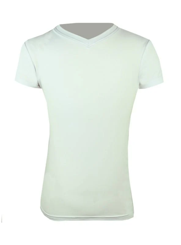 KAKI Short Sleeve V-Neck Exercise Shirt 10 White