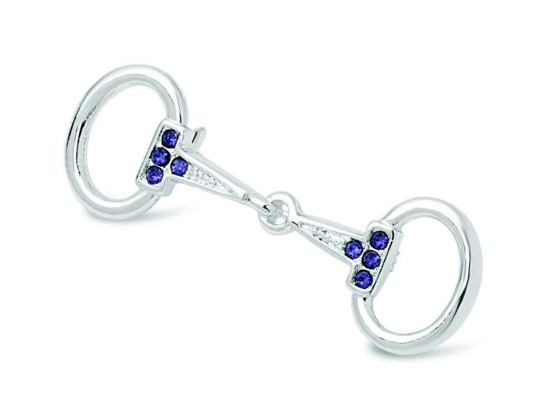 Kelley Silver Snaffle Bit Pin Small Aqua - Image 2