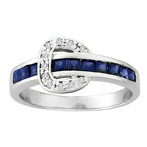 Kelly Herd .925 Channel Buckle Ring 5 Blue