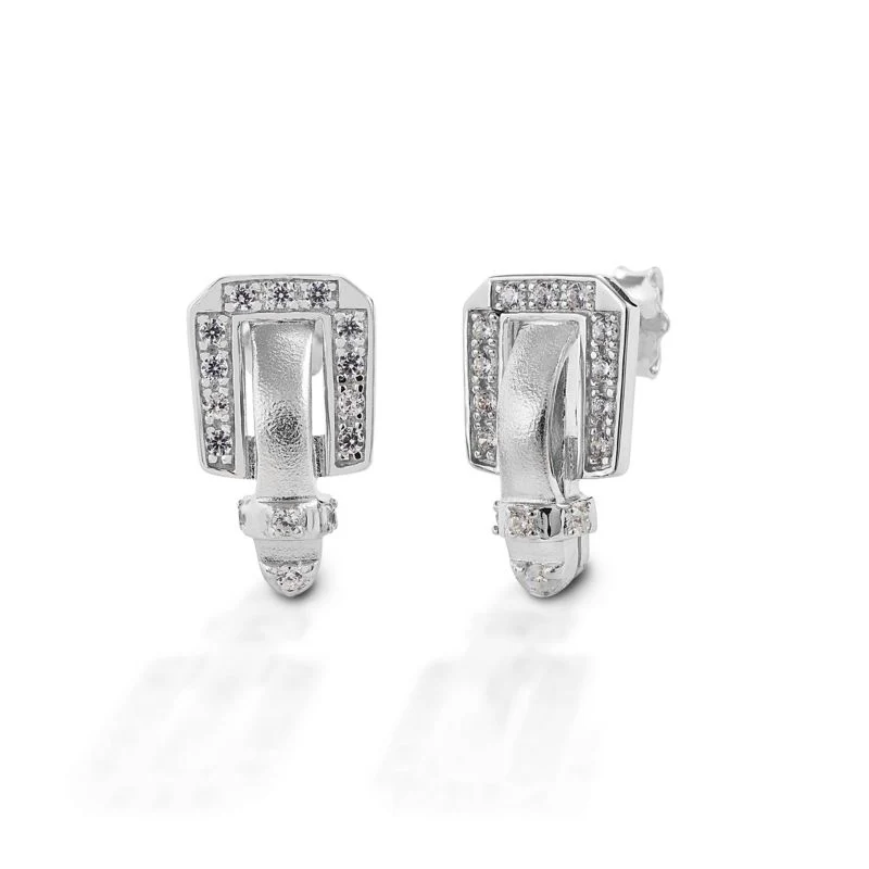 Kelly Herd Buckle Earrings - Sterling Silver One S