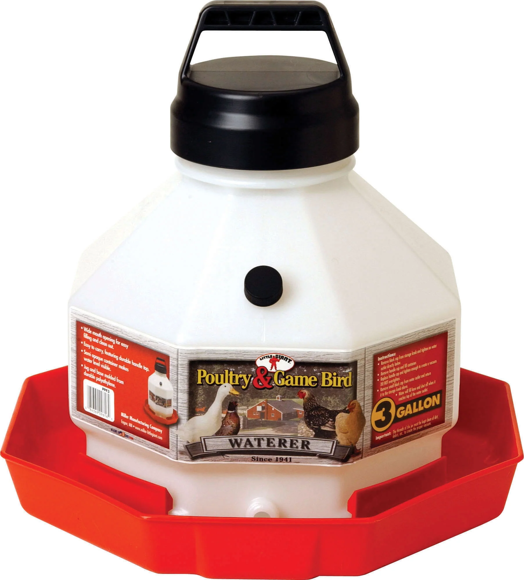 Little Giant Plastic Poultry Waterer 7 Gallon Red - Image 2