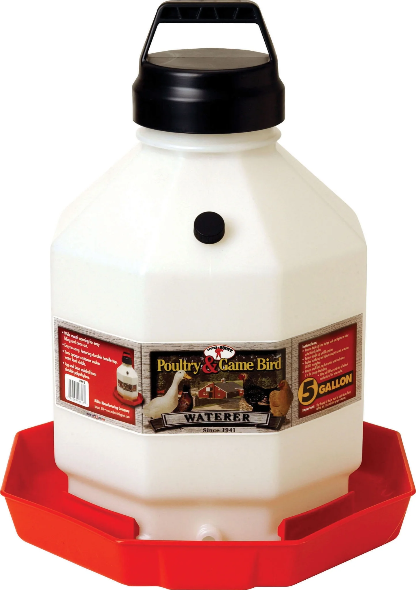 Little Giant Plastic Poultry Waterer 7 Gallon Red - Image 3
