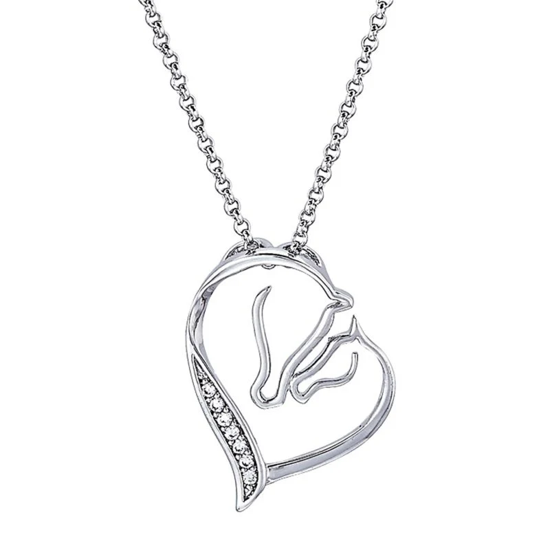 Mare and Foal with Clear Stones Necklace