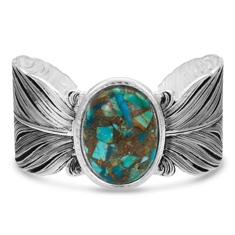 Montana SS Santa Fe Ruffled Feather Turq Bracelet
