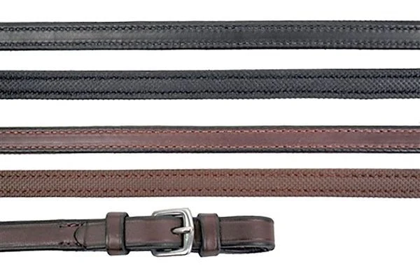 Nunn Finer Rubber Lined Reins With Hand Stops 3/4 Blk