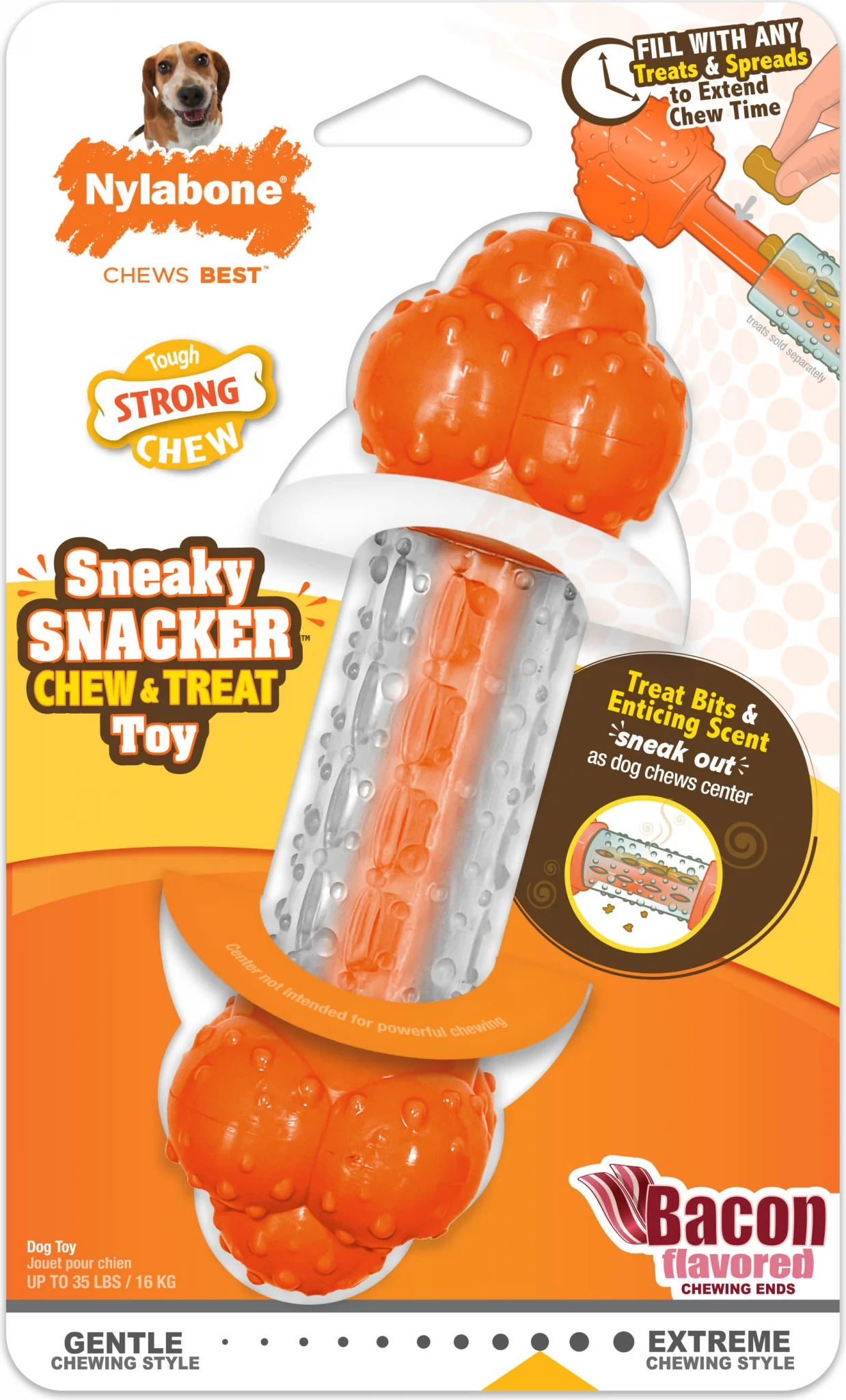 Nylabone Strong Chew Sneaky Snacker Wolf Bacon