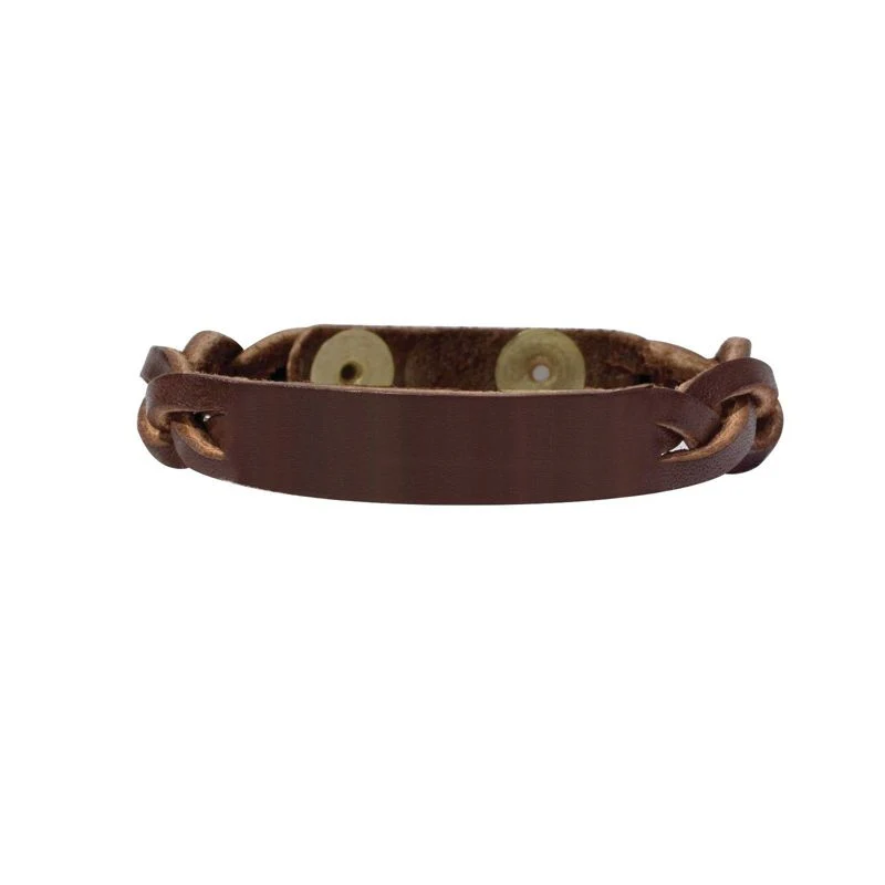 Perris Braided Leather BraceletBk/Wh - Image 3