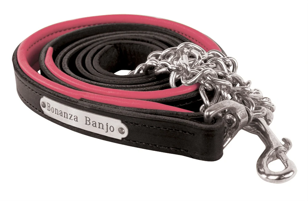 Perri's Personalized Padded Leather Lead with Chain - Image 3