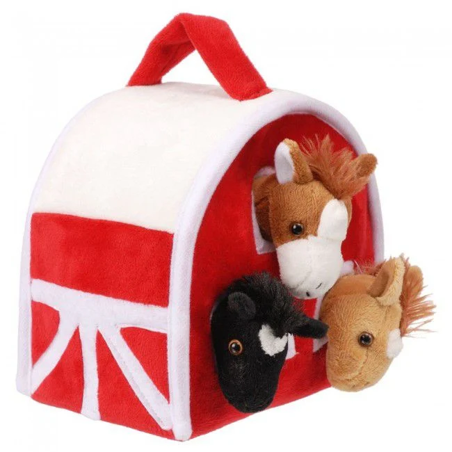 Plush Barn with 3 Plush Horses