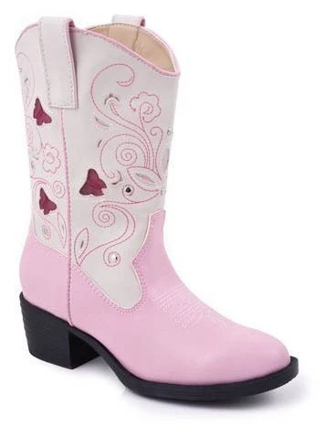 Girls Faux Leather Butterfly Lights Boots 1 Pink - Image 7