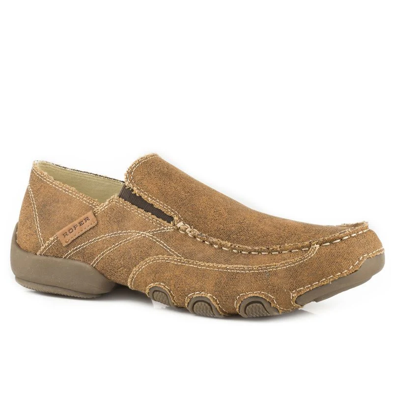 Roper Mens Dougie Tan Canvas Casual Shoes - Image 2