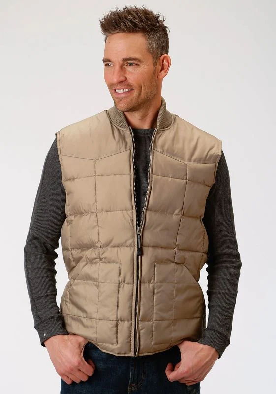 Roper Mens Rangegear Down Vest LG Khaki - Image 3