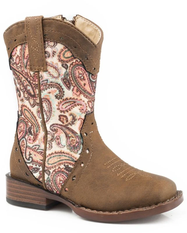 Roper Toddler Glitter Geo Square Toe Multi Boots - Image 2