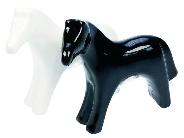 Salt And Pepper Shaker Black/White Horses