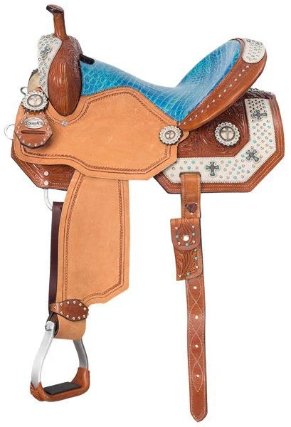 Silver Desert Hope Barrel Saddle with White Hair 15 - Image 2