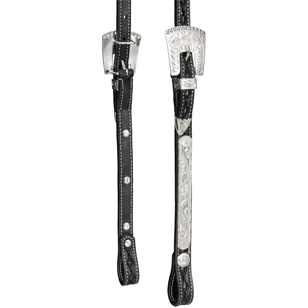 Silver Royal Double Ear Headstall with Diamond Tooling - Image 4