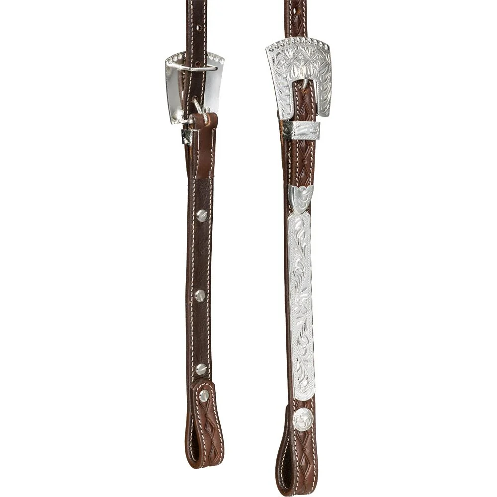 Silver Royal Double Ear Headstall with Diamond Tooling - Image 8