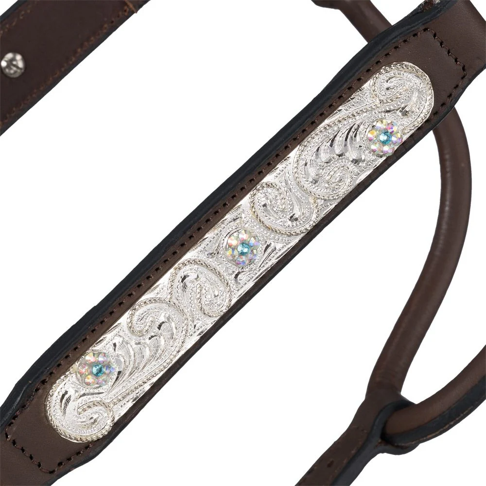 Silver Royal Scroll Show Halter with Stones - Image 2
