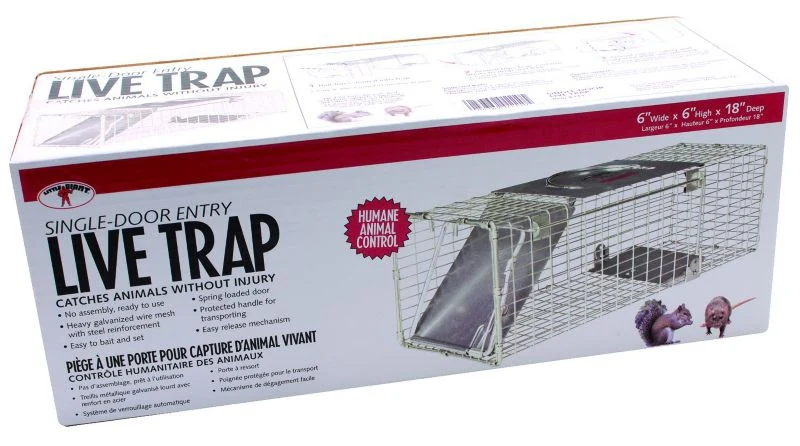 Single Door Live Trap 18in X 6in X 6in Pink
