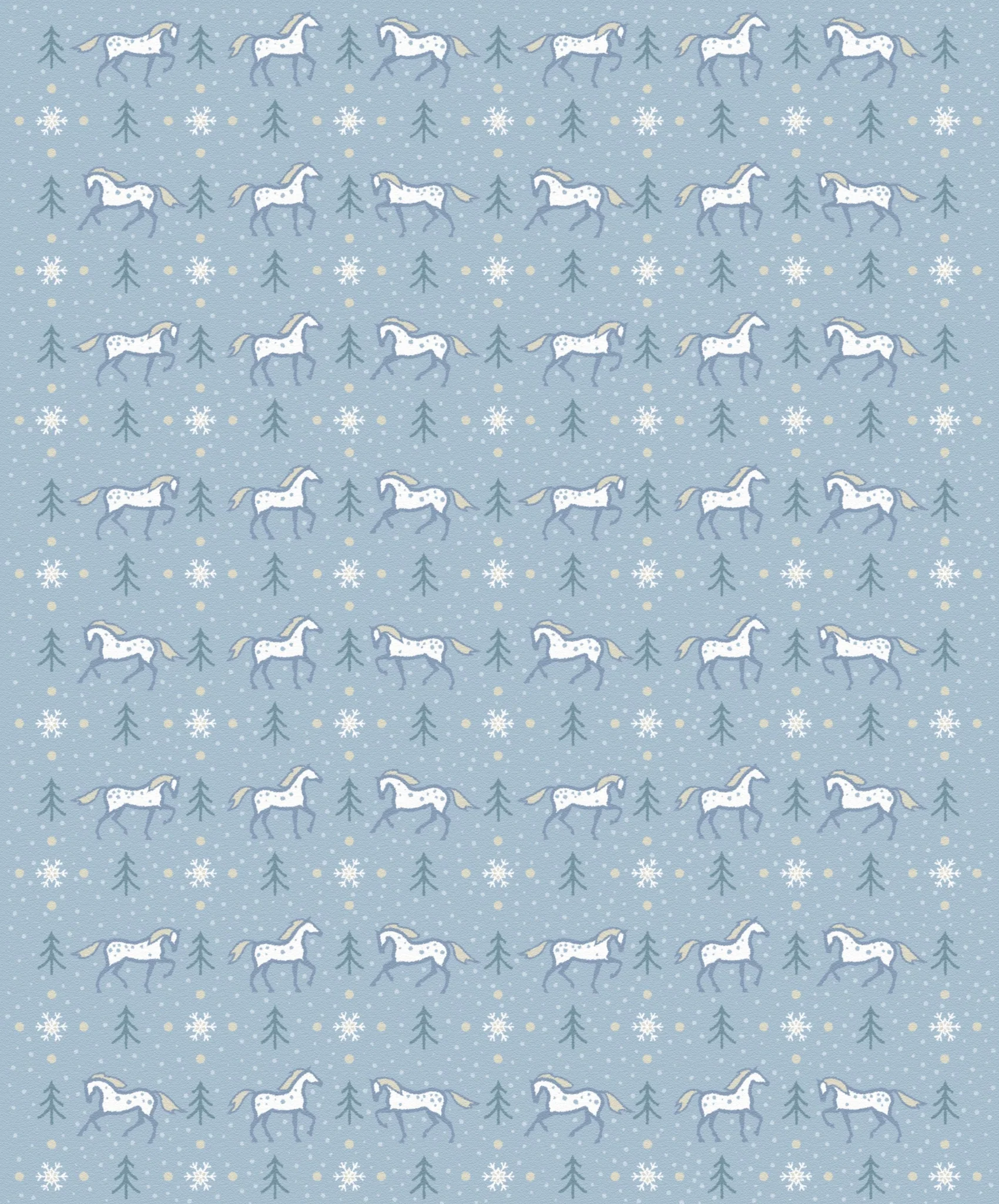 Snowy Pines Horse Throw Blanket