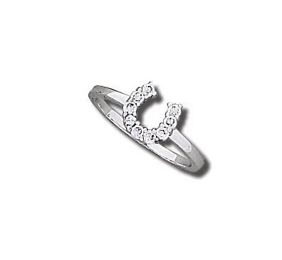Sparkly Mini Horseshoe Ring 7 Clear - Image 3