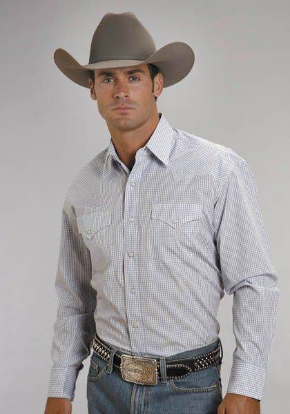 Stetson 2 Stripe Check Shirt Mens Blue - Image 3